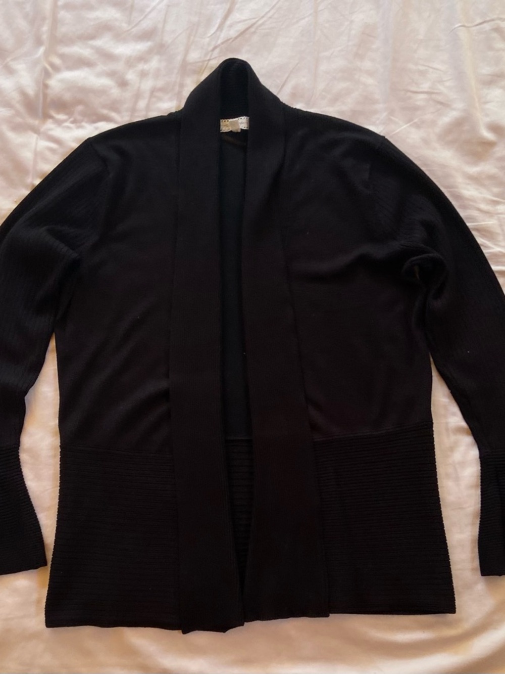 Black Ribbed Open-Front Cardigan - Picture 8 of 8